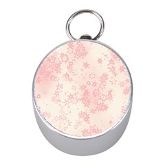 Baby Pink Floral Print Mini Silver Compasses by SpinnyChairDesigns