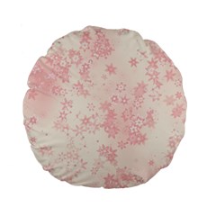 Baby Pink Floral Print Standard 15  Premium Flano Round Cushions by SpinnyChairDesigns