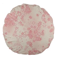 Baby Pink Floral Print Large 18  Premium Flano Round Cushions by SpinnyChairDesigns