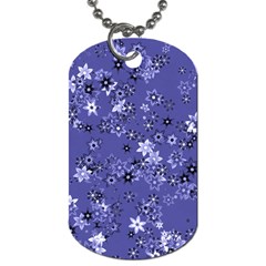 Slate Blue With White Flowers Dog Tag (one Side) by SpinnyChairDesigns