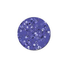 Slate Blue With White Flowers Golf Ball Marker by SpinnyChairDesigns