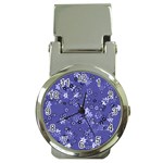 Slate Blue With White Flowers Money Clip Watches Front