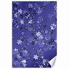 Slate Blue With White Flowers Canvas 24  X 36  by SpinnyChairDesigns