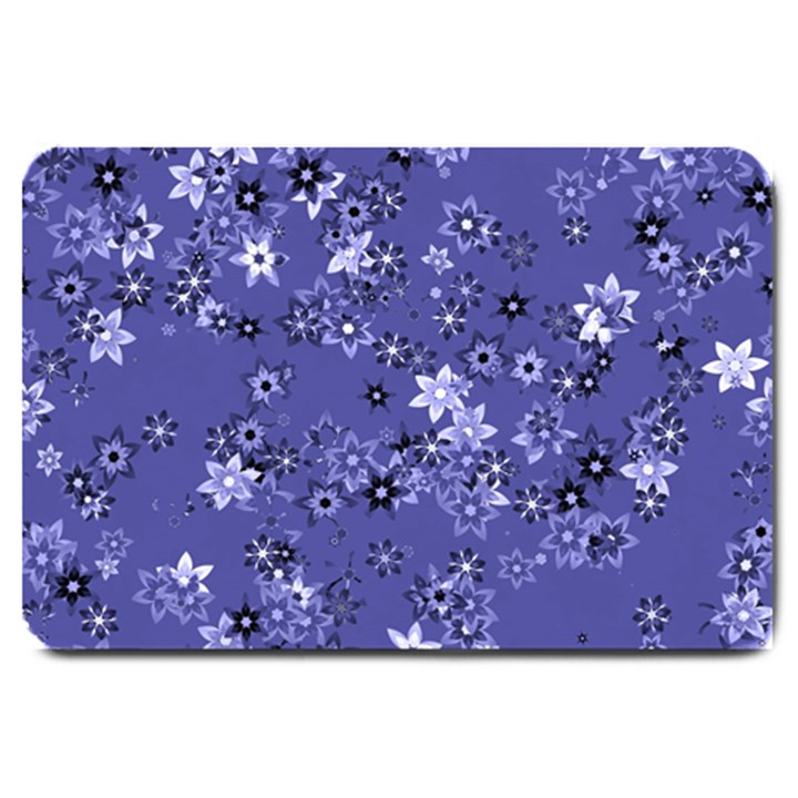 Slate Blue With White Flowers Large Doormat 