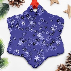 Slate Blue With White Flowers Ornament (snowflake) by SpinnyChairDesigns