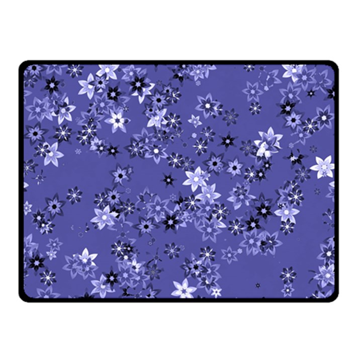 Slate Blue With White Flowers Double Sided Fleece Blanket (Small) 