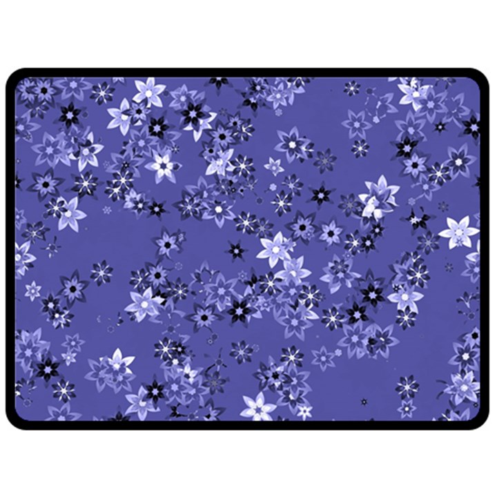 Slate Blue With White Flowers Double Sided Fleece Blanket (Large) 