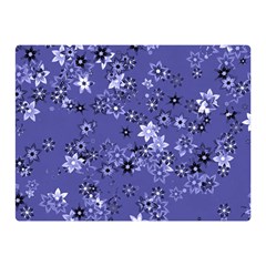 Slate Blue With White Flowers Double Sided Flano Blanket (mini)  by SpinnyChairDesigns