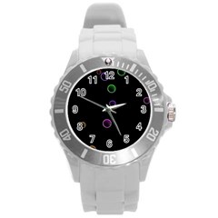 Bubble In Blavk Background Round Plastic Sport Watch (l) by Sabelacarlos