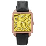 Golden wave  Rose Gold Leather Watch  Front