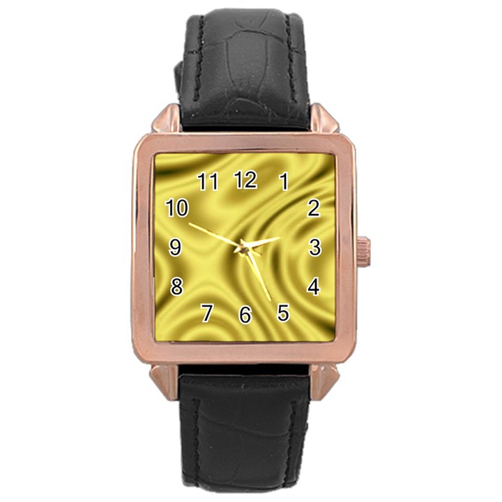 Golden wave  Rose Gold Leather Watch 