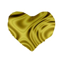 Golden Wave  Standard 16  Premium Flano Heart Shape Cushions by Sabelacarlos