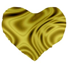 Golden Wave  Large 19  Premium Flano Heart Shape Cushions by Sabelacarlos