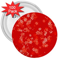 Red And White Flowers 3  Buttons (100 Pack)  by SpinnyChairDesigns