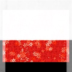 Red And White Flowers Rectangular Jigsaw Puzzl by SpinnyChairDesigns