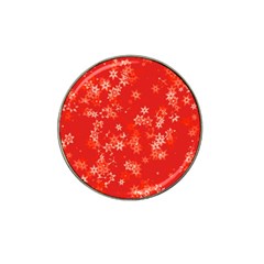 Red And White Flowers Hat Clip Ball Marker (4 Pack) by SpinnyChairDesigns