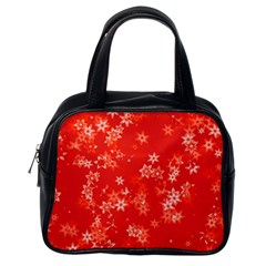 Red And White Flowers Classic Handbag (one Side) by SpinnyChairDesigns