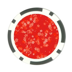 Red And White Flowers Poker Chip Card Guard (10 Pack) by SpinnyChairDesigns