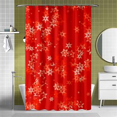 Red And White Flowers Shower Curtain 48  X 72  (small)  by SpinnyChairDesigns