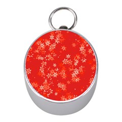 Red And White Flowers Mini Silver Compasses by SpinnyChairDesigns