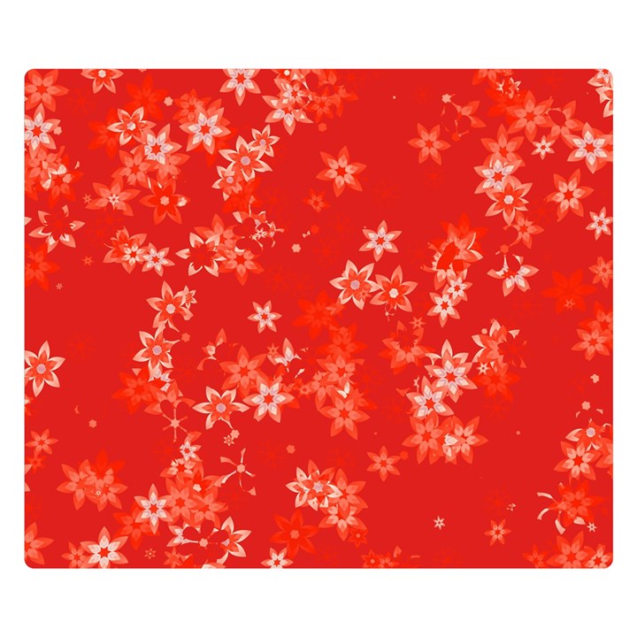 Red and White Flowers Double Sided Flano Blanket (Small) 