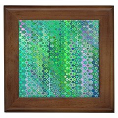 Boho Green Floral Print Framed Tile by SpinnyChairDesigns