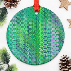 Boho Green Floral Print Ornament (round) by SpinnyChairDesigns