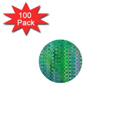 Boho Green Floral Print 1  Mini Buttons (100 Pack)  by SpinnyChairDesigns