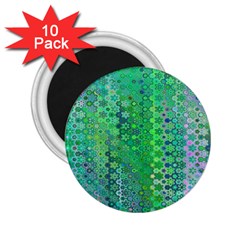 Boho Green Floral Print 2 25  Magnets (10 Pack)  by SpinnyChairDesigns