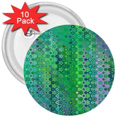 Boho Green Floral Print 3  Buttons (10 Pack)  by SpinnyChairDesigns