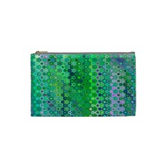 Boho Green Floral Print Cosmetic Bag (small) by SpinnyChairDesigns