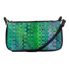 Boho Green Floral Print Shoulder Clutch Bag by SpinnyChairDesigns