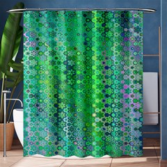 Boho Green Floral Print Shower Curtain 60  X 72  (medium)  by SpinnyChairDesigns