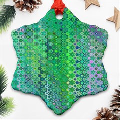 Boho Green Floral Print Ornament (snowflake) by SpinnyChairDesigns