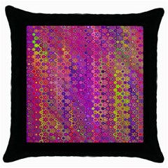 Boho Fuchsia Floral Print  Throw Pillow Case (black) by SpinnyChairDesigns