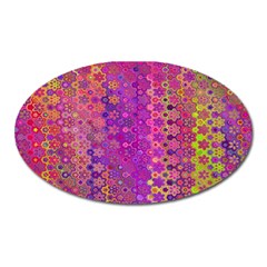 Boho Fuchsia Floral Print  Oval Magnet by SpinnyChairDesigns