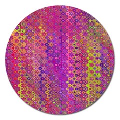 Boho Fuchsia Floral Print  Magnet 5  (round) by SpinnyChairDesigns