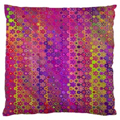 Boho Fuchsia Floral Print  Large Cushion Case (one Side) by SpinnyChairDesigns