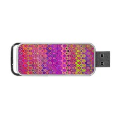 Boho Fuchsia Floral Print  Portable Usb Flash (one Side) by SpinnyChairDesigns