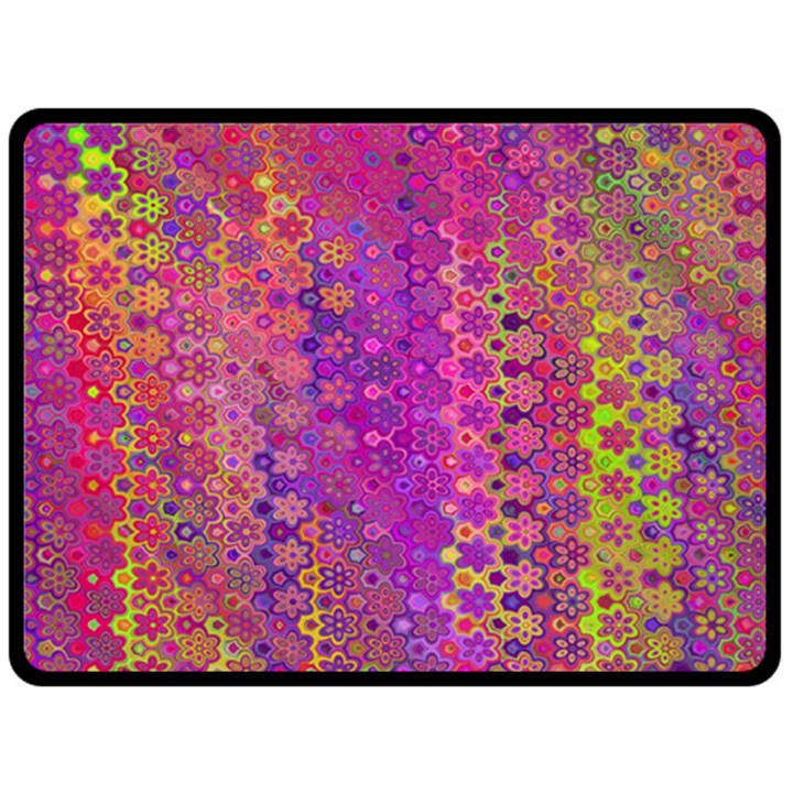 Boho Fuchsia Floral Print  Double Sided Fleece Blanket (Large) 