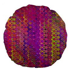 Boho Fuchsia Floral Print  Large 18  Premium Flano Round Cushions by SpinnyChairDesigns