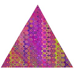 Boho Fuchsia Floral Print  Wooden Puzzle Triangle by SpinnyChairDesigns