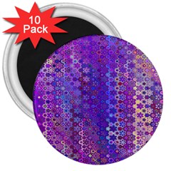 Boho Purple Floral Print 3  Magnets (10 Pack)  by SpinnyChairDesigns