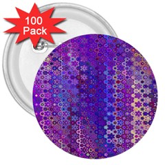 Boho Purple Floral Print 3  Buttons (100 Pack)  by SpinnyChairDesigns