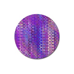 Boho Purple Floral Print Magnet 3  (round) by SpinnyChairDesigns