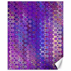 Boho Purple Floral Print Canvas 11  X 14  by SpinnyChairDesigns