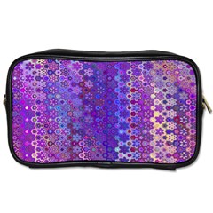 Boho Purple Floral Print Toiletries Bag (two Sides) by SpinnyChairDesigns