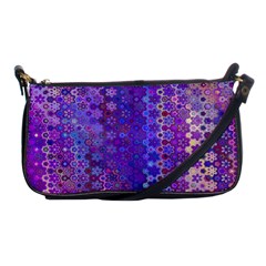 Boho Purple Floral Print Shoulder Clutch Bag by SpinnyChairDesigns