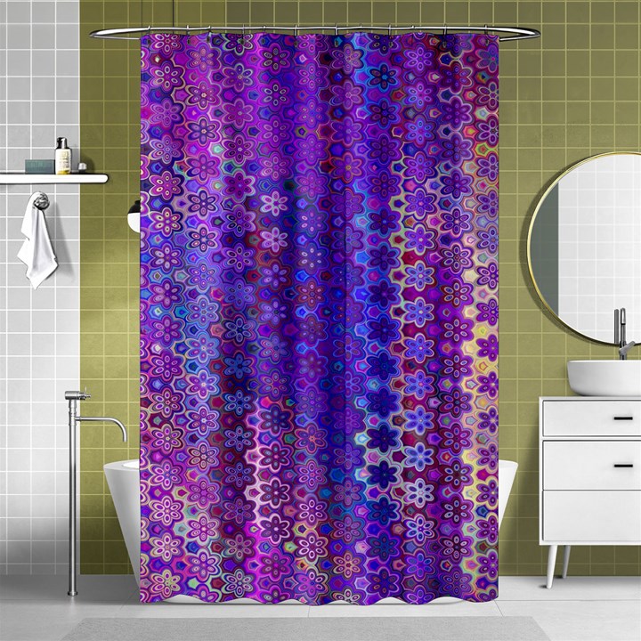 Boho Purple Floral Print Shower Curtain 48  x 72  (Small) 