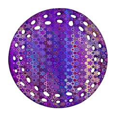 Boho Purple Floral Print Round Filigree Ornament (two Sides) by SpinnyChairDesigns